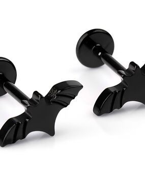 Black Bat Wing Titanium Earrings